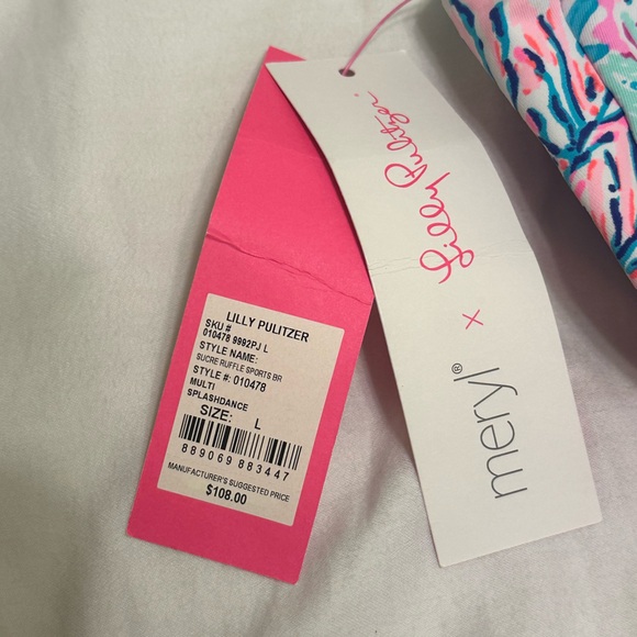 NWT Lilly Pulitzer Ruffle Sleeve Sports Bra - Picture 3 of 3